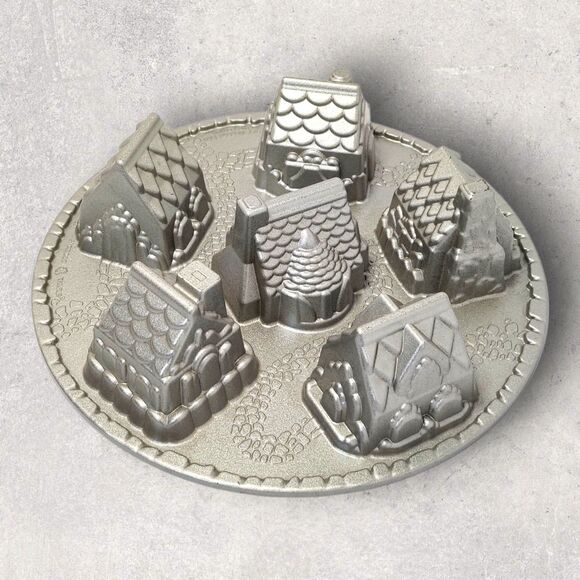 Nordic Ware Cozy Village Cake Pan 6 Cup Holiday Gingerbread Houses Christmas - Picture 1 of 7